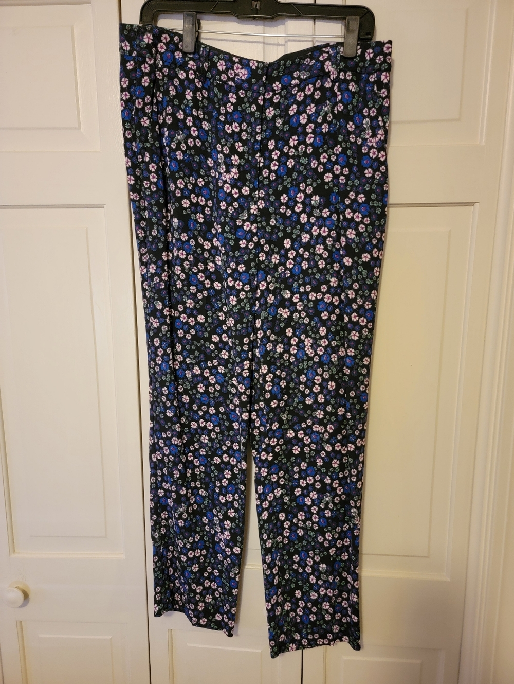 Rebecca Taylor Juliet Fleur Dress Pants Navy Blue and Pink Floral Print Size 12